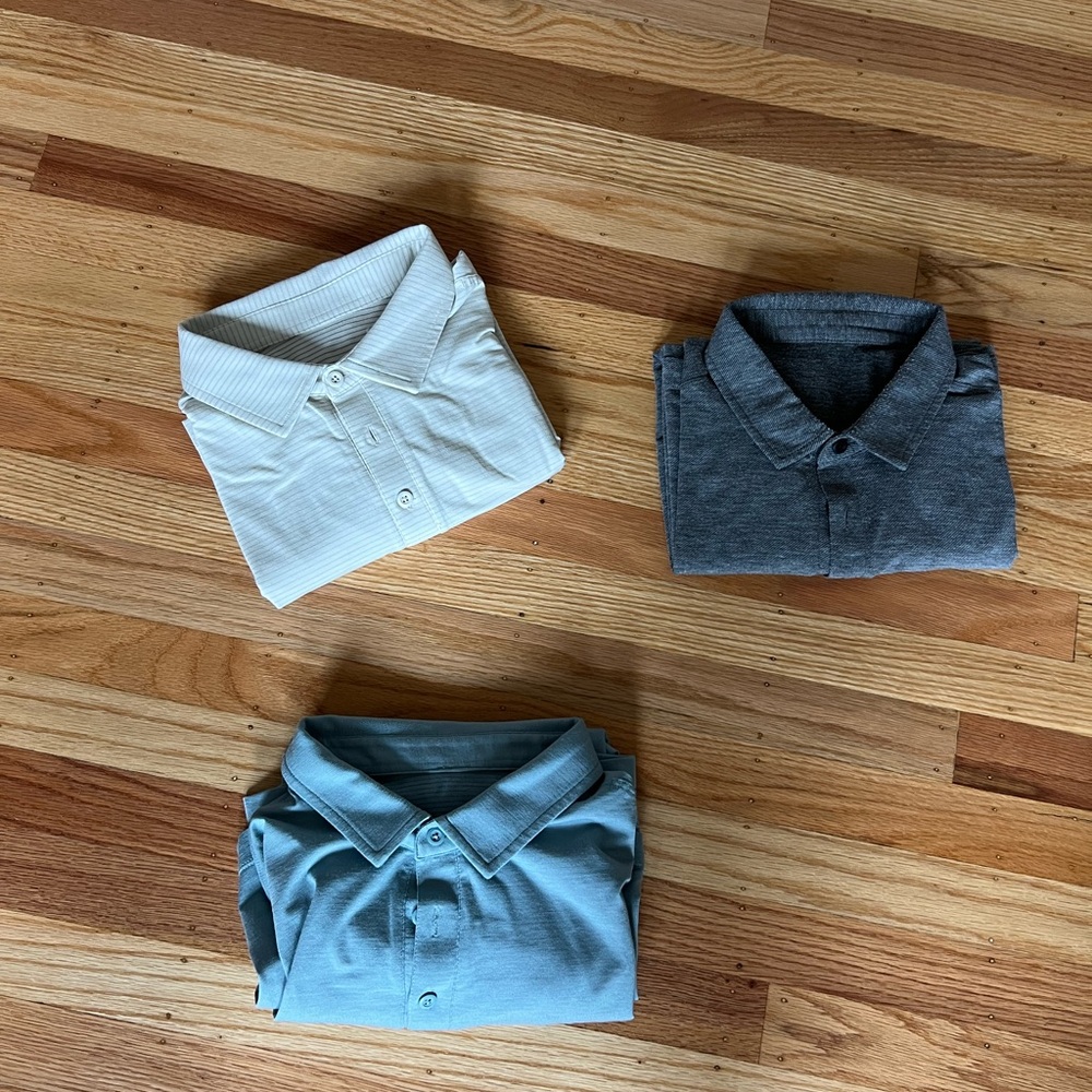 Lululemon Athletica Polo Shirt Collection Cream White and Gray bundle